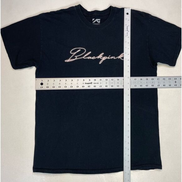 Black pink Neon Logo Graphic T-shirt Women Large Black Short Sleeve Music - Picture 6 of 6